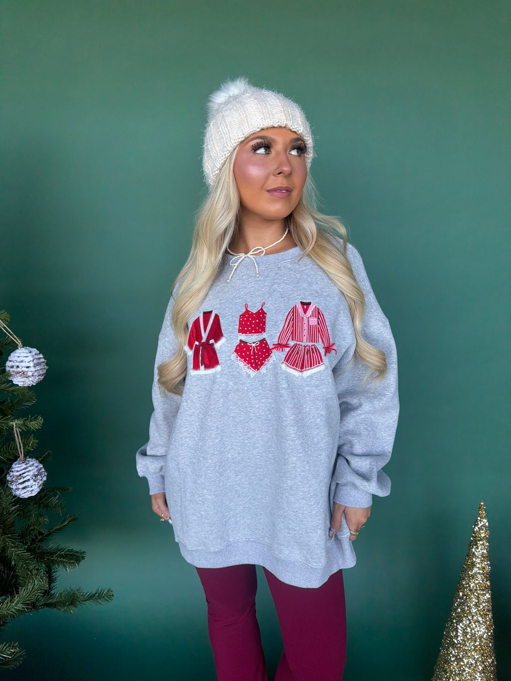 Christmas Outfits Crewneck in Grey FINAL SALE