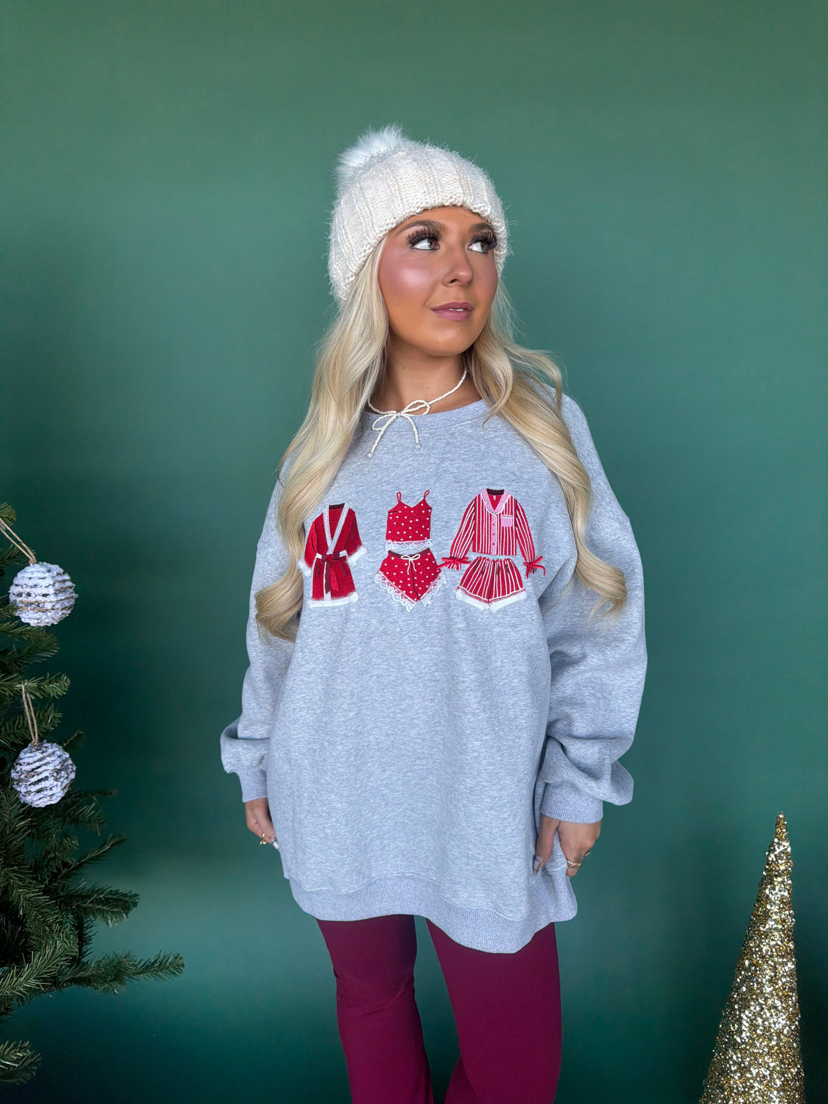 Christmas Outfits Crewneck in Grey FINAL SALE