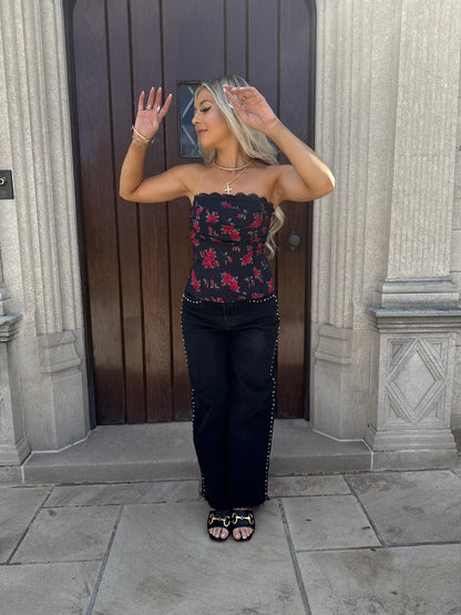 Wine & Roses Tube Top