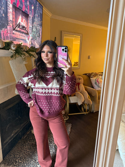 Keep it Cozy Burgundy Sweater