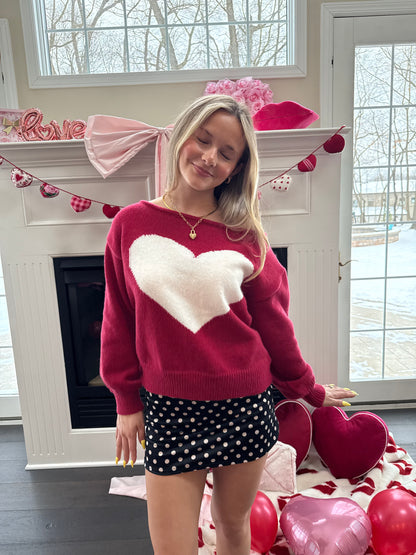 Huge Heart One Shoulder Sweater