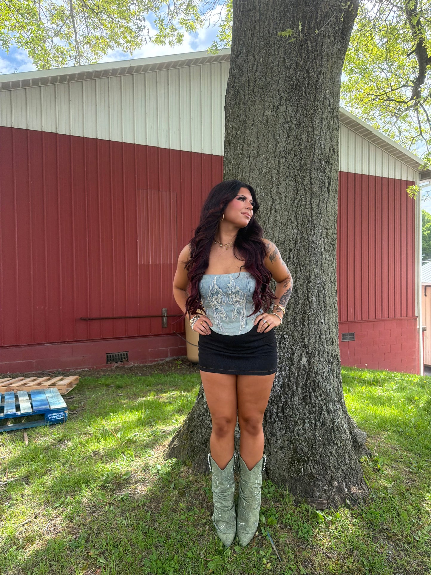 Wallen Washed Denim Corset