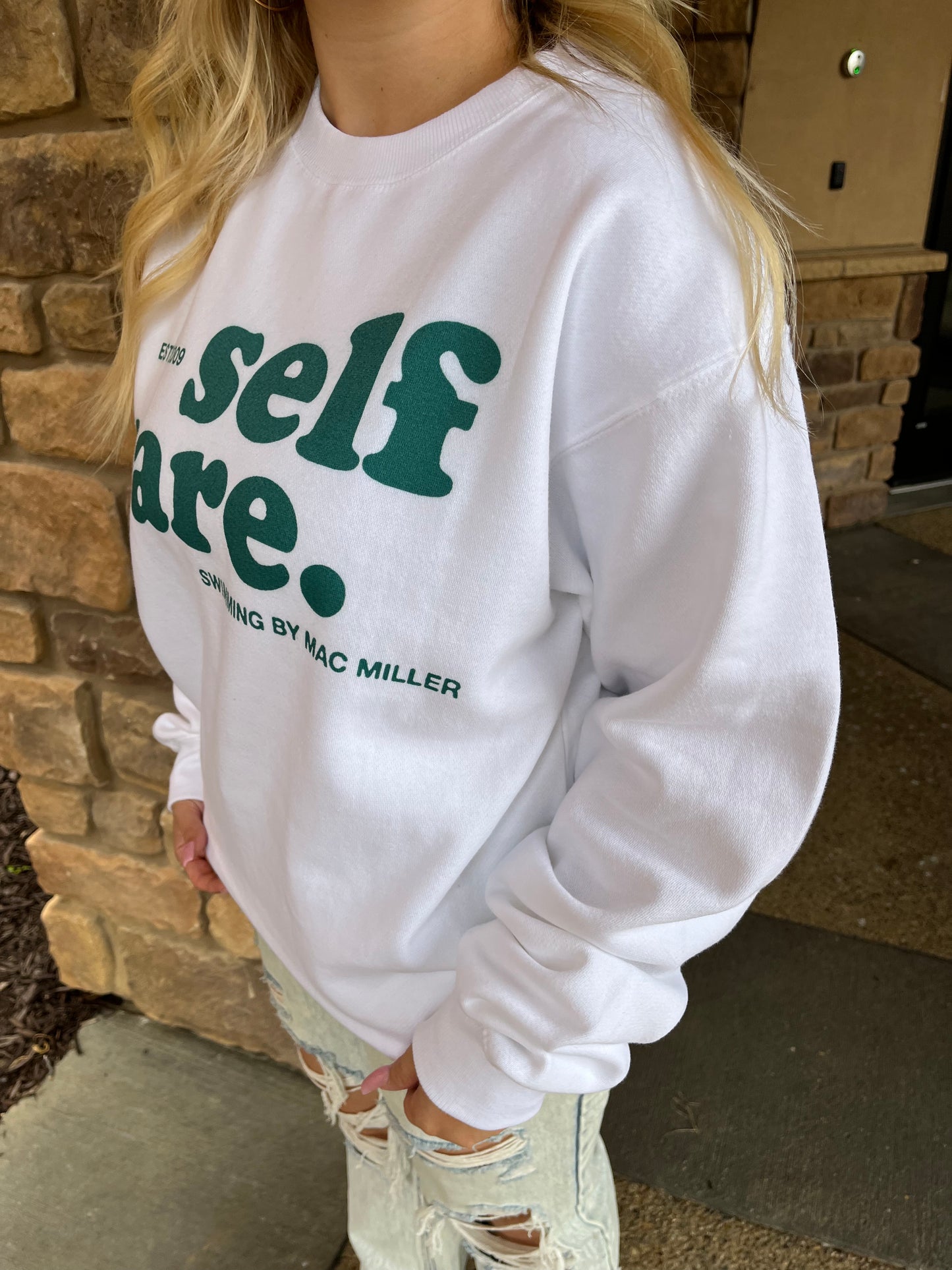 Self Care Mac Miller Sweatshirt in White
