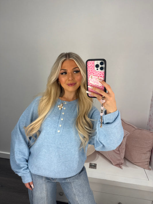 Baby Blue Henley Sweater