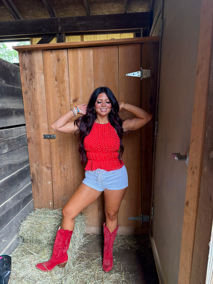 Skye Red Polka Top