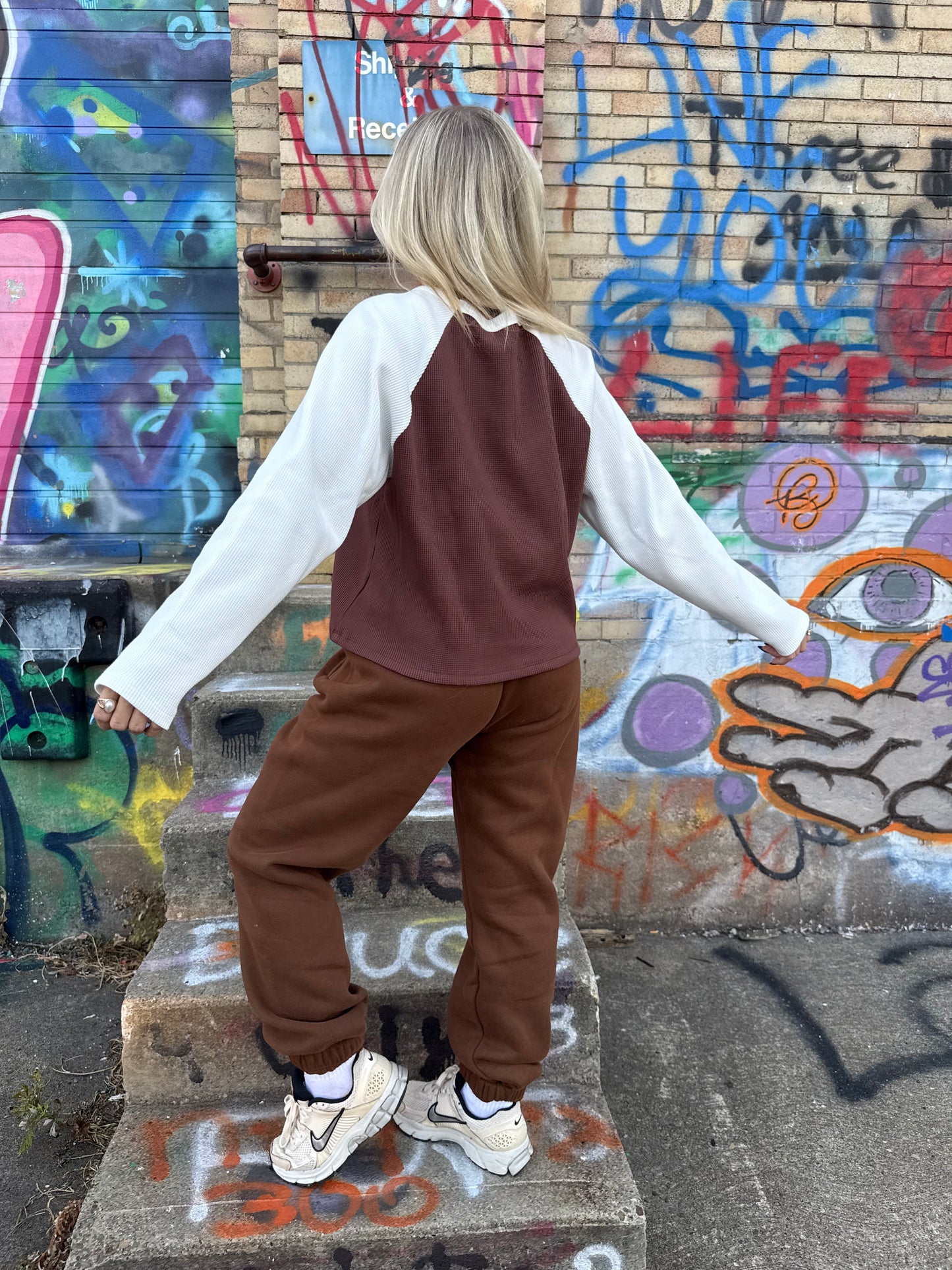 Brandy Waffle L/S in Brown