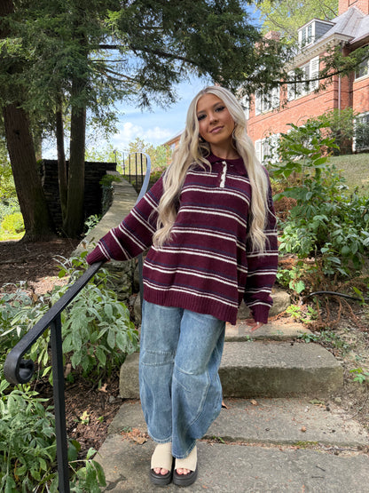 Copper Collar Sweater in Wine