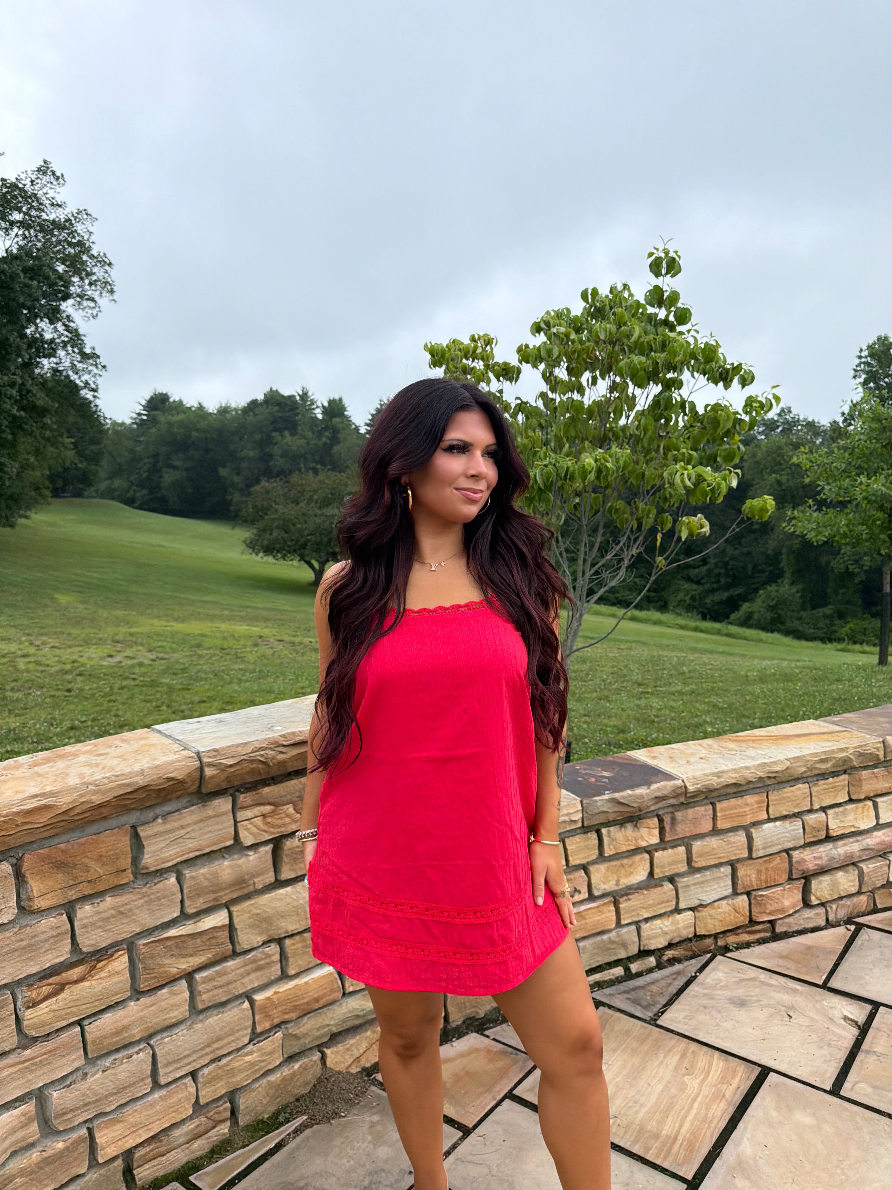 Girly Pop Mini Dress in Red