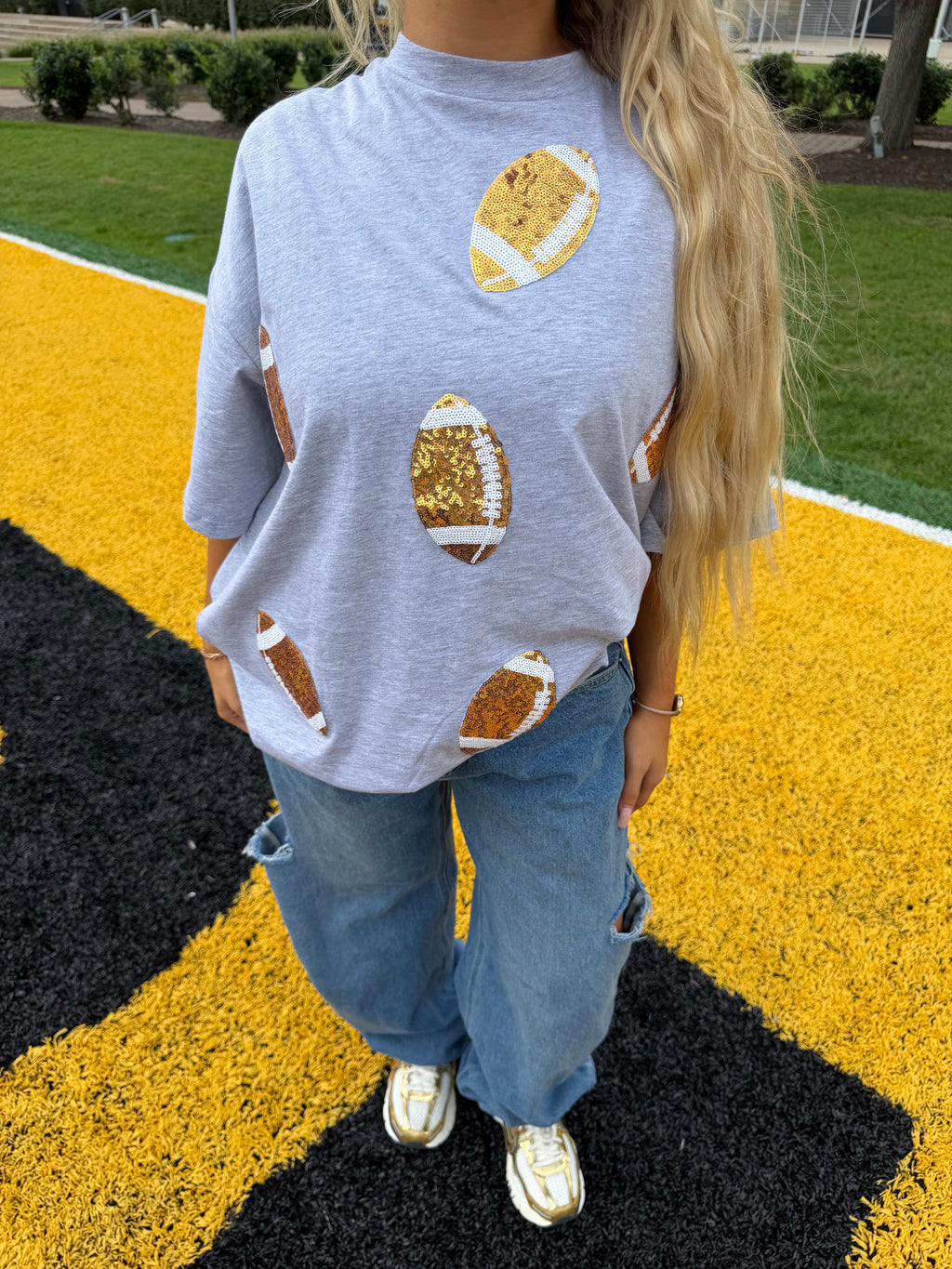 Game Day Dazzle Tee in Grey FINAL SALE