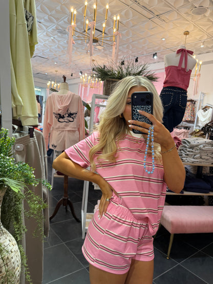 Bigger Issues Striped Set Pink (SHORTS)