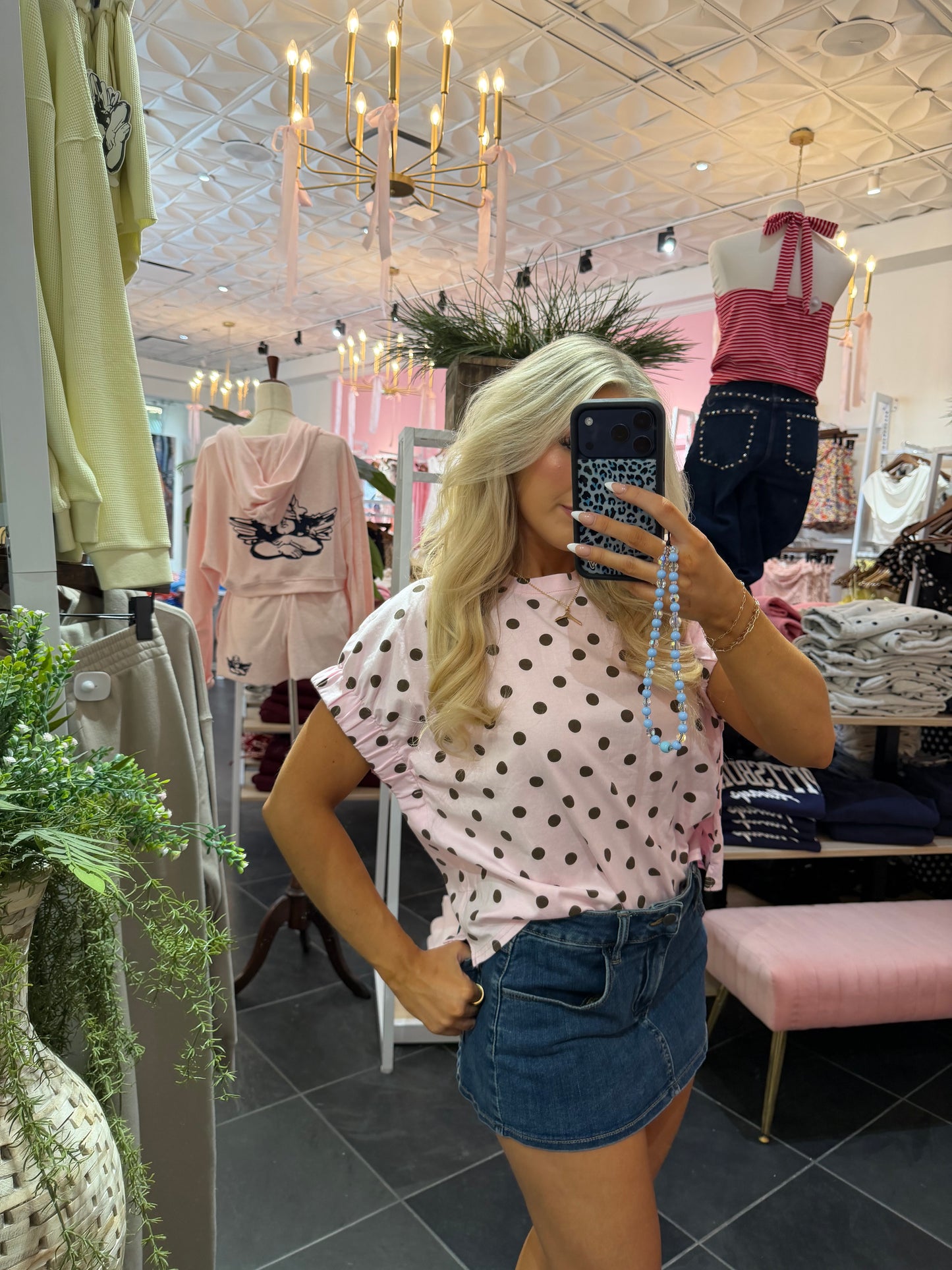 Soundtrack Polka Tee in Pink