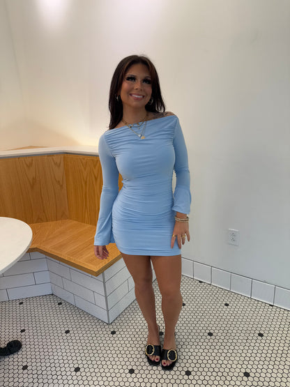 Bellevue Bell Sleeve Dress in Blue