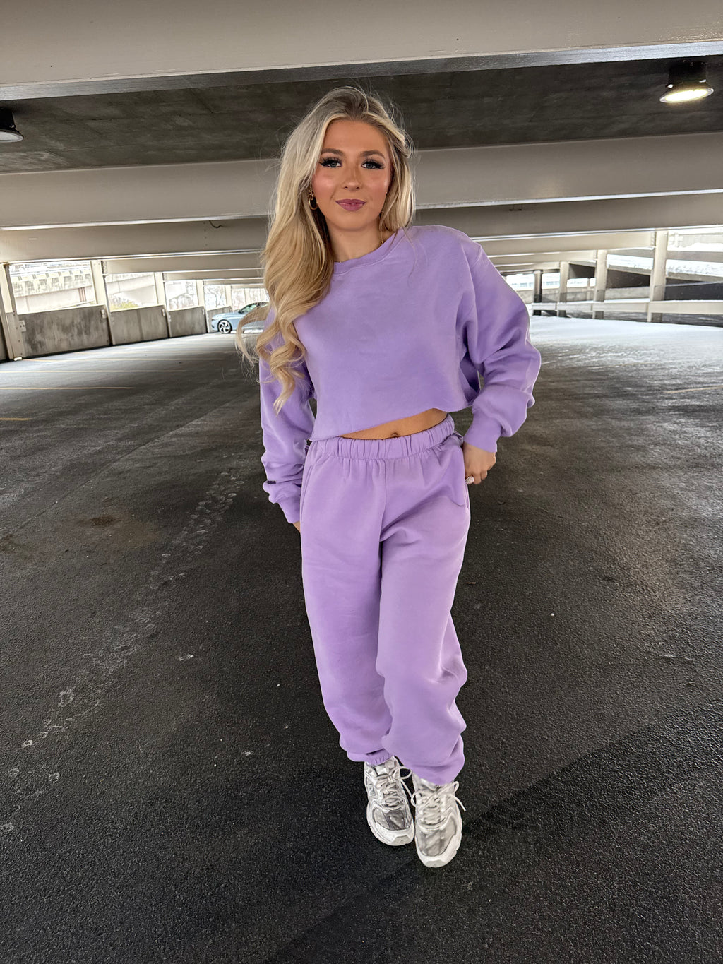 So Fetch Cropped Crew in Bright Lav