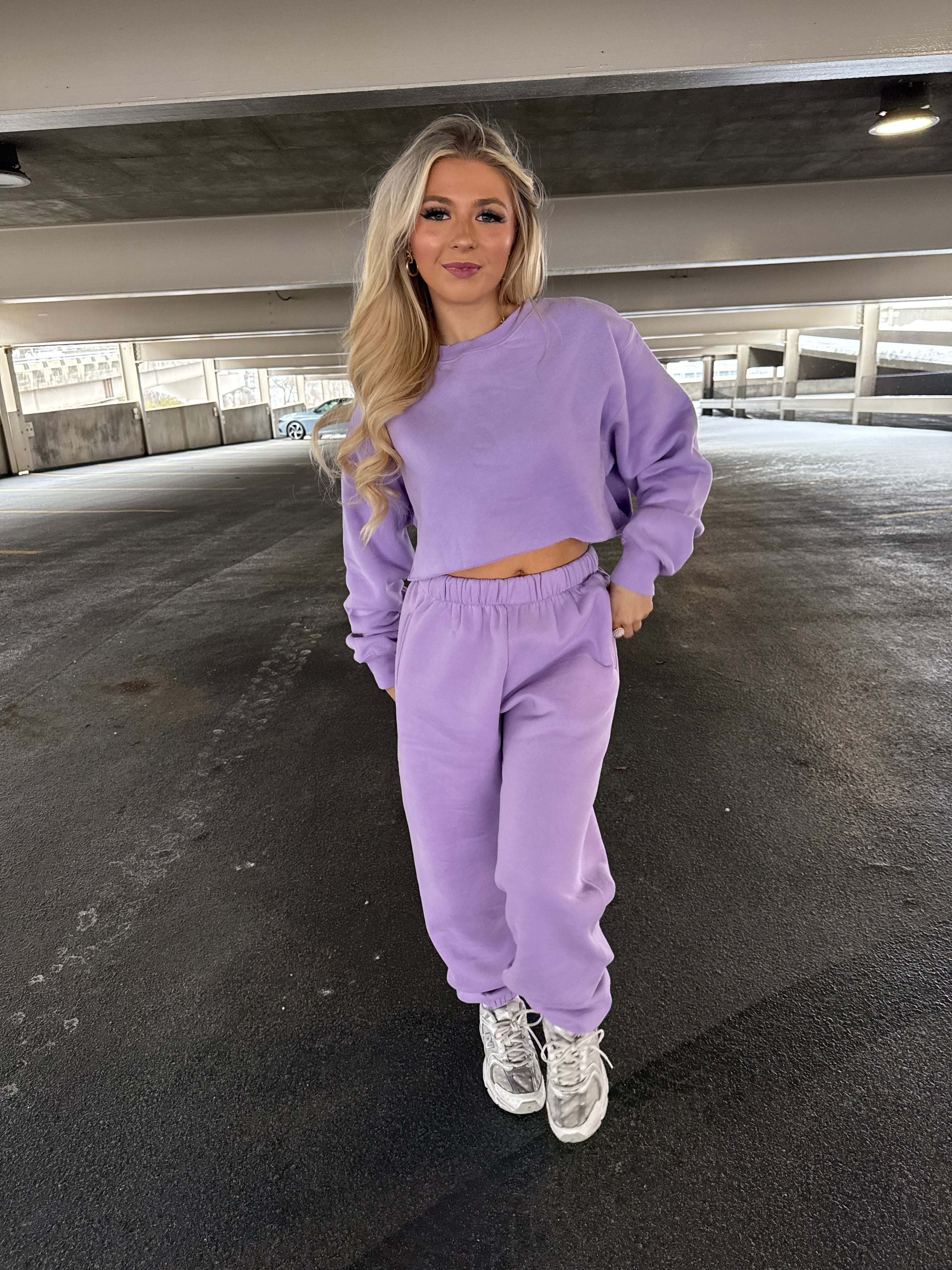 So Fetch Cropped Crew in Bright Lav