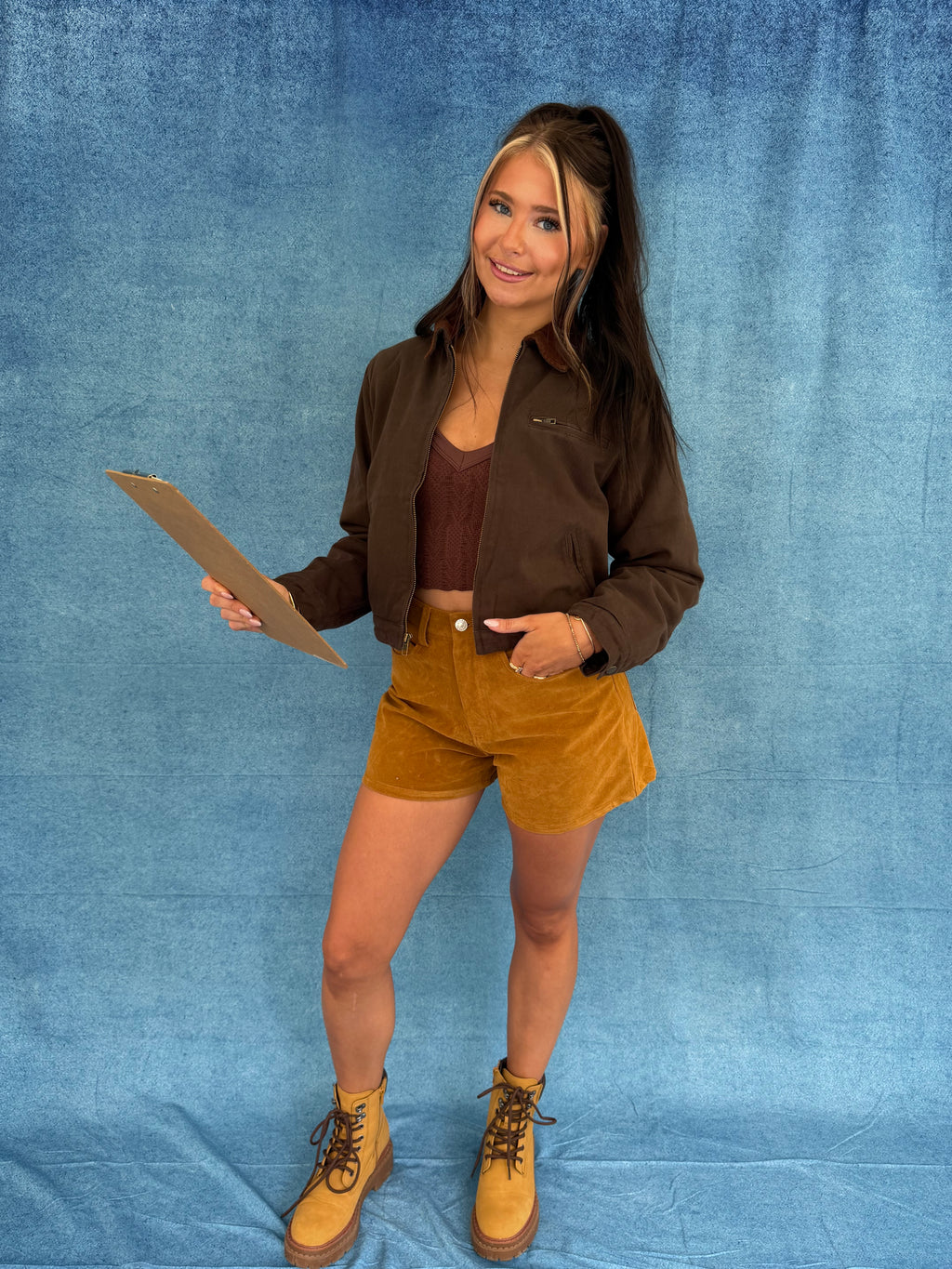 Barn Cropped Jacket in Deep Brown