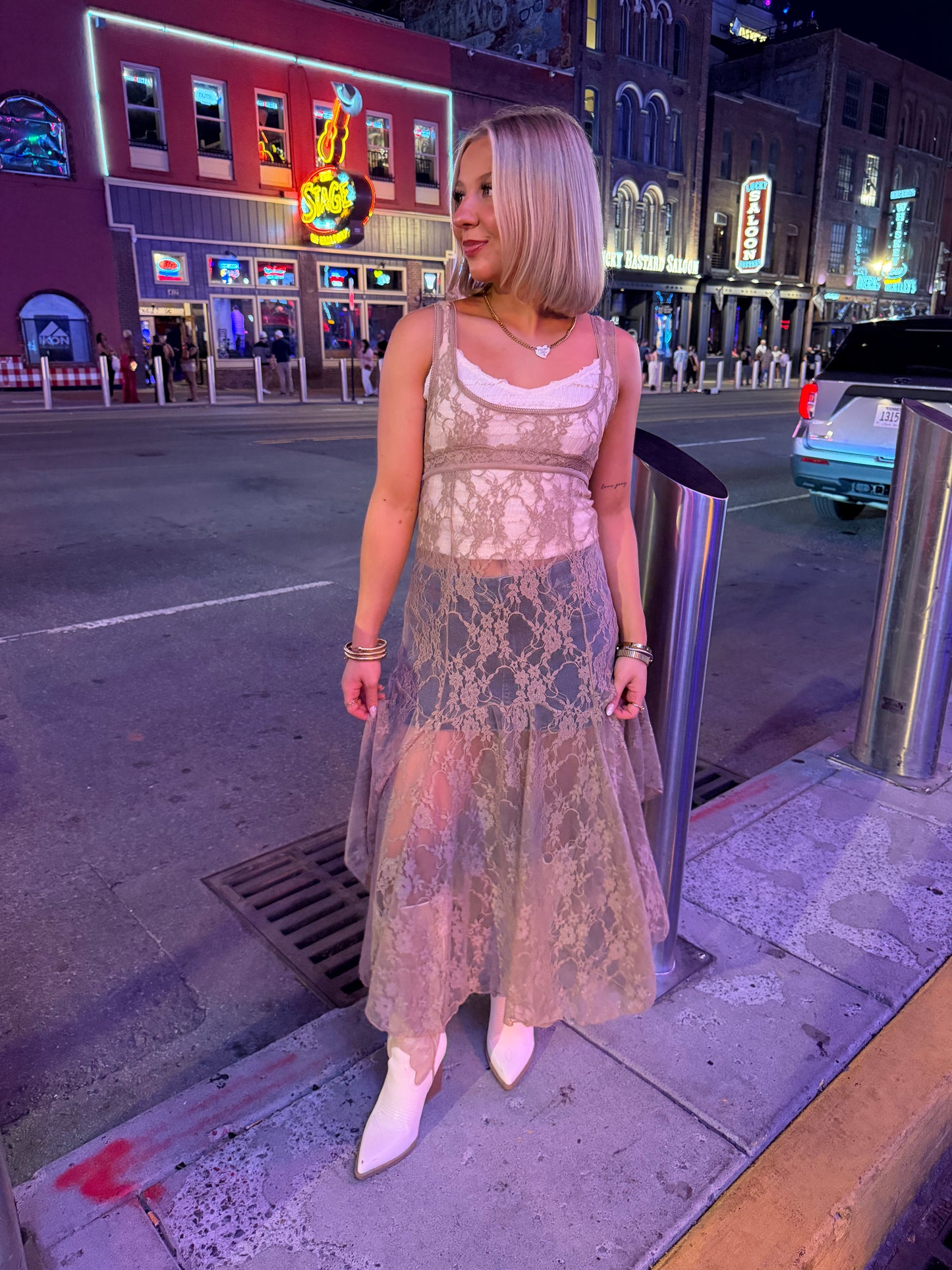 Long Lost Rodeo Lace Maxi in Taupe