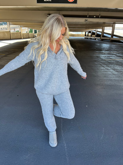 Waffle Girl Set (JOGGER) in Grey