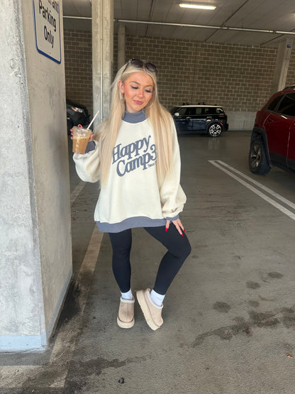 Happy Camp3r Cream/Navy Mockneck