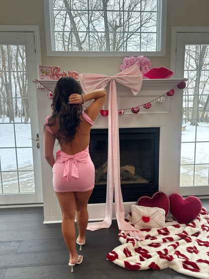 Kiss Me Pink Bodycon Bow Dress
