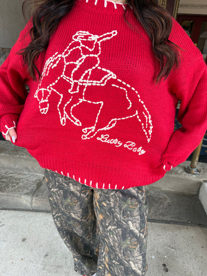 Red Rodeos Trim Sweater