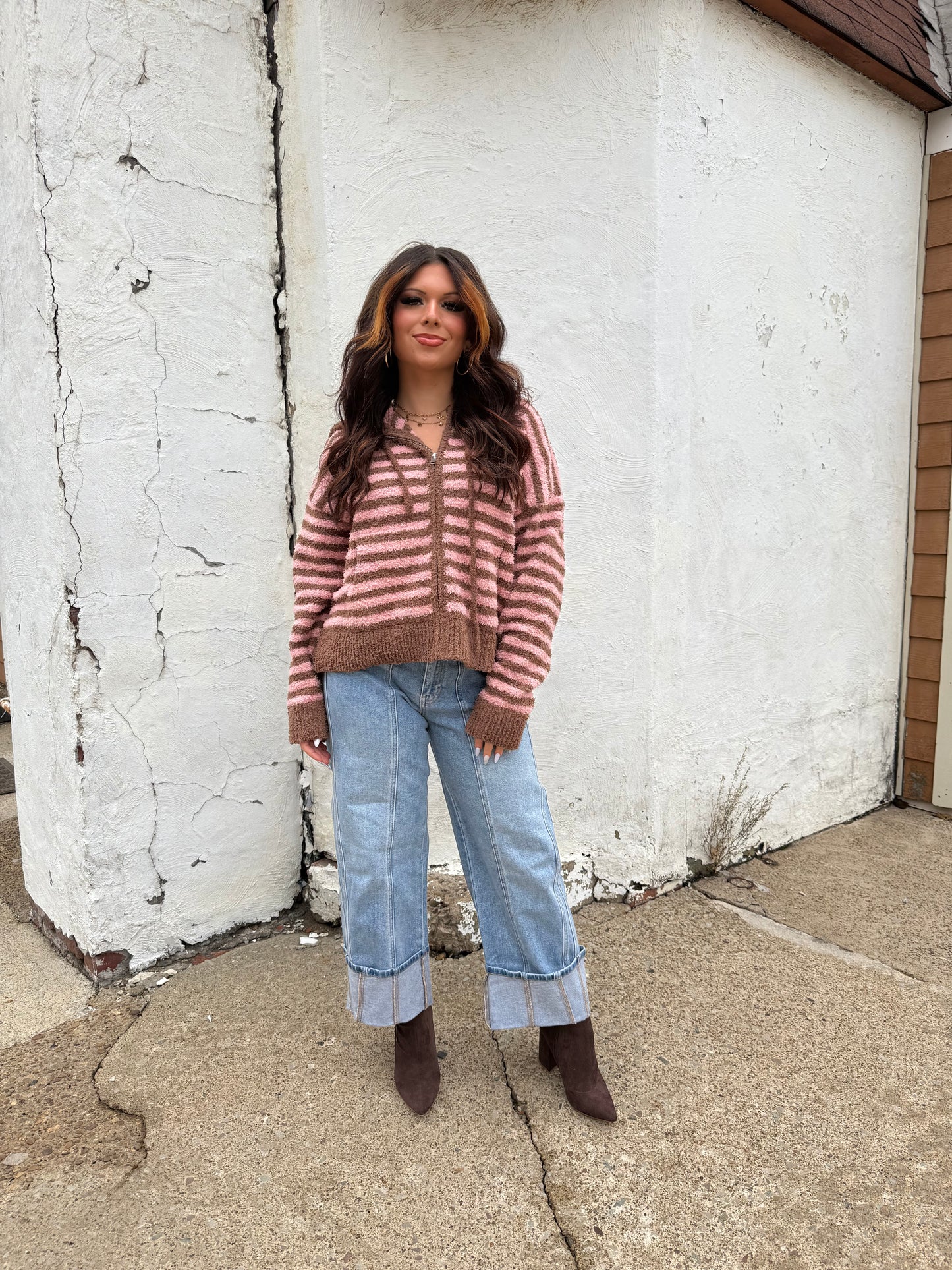 The COZIEST Zip-Up in Brown