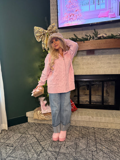 Sugar Girl Sweater Zip in PINK