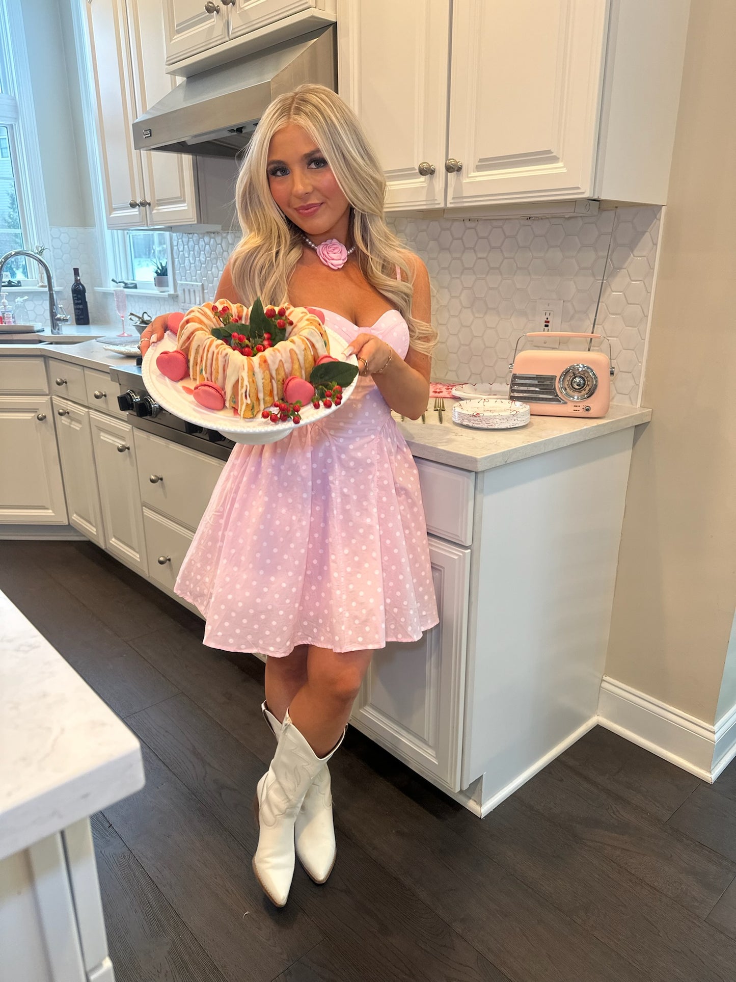 Affectionate Pink Polka Mini Dress