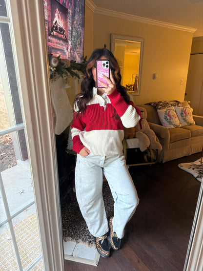 Holiday Striped Polo Knit