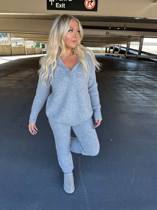 Waffle Girl Set (JOGGER) in Grey