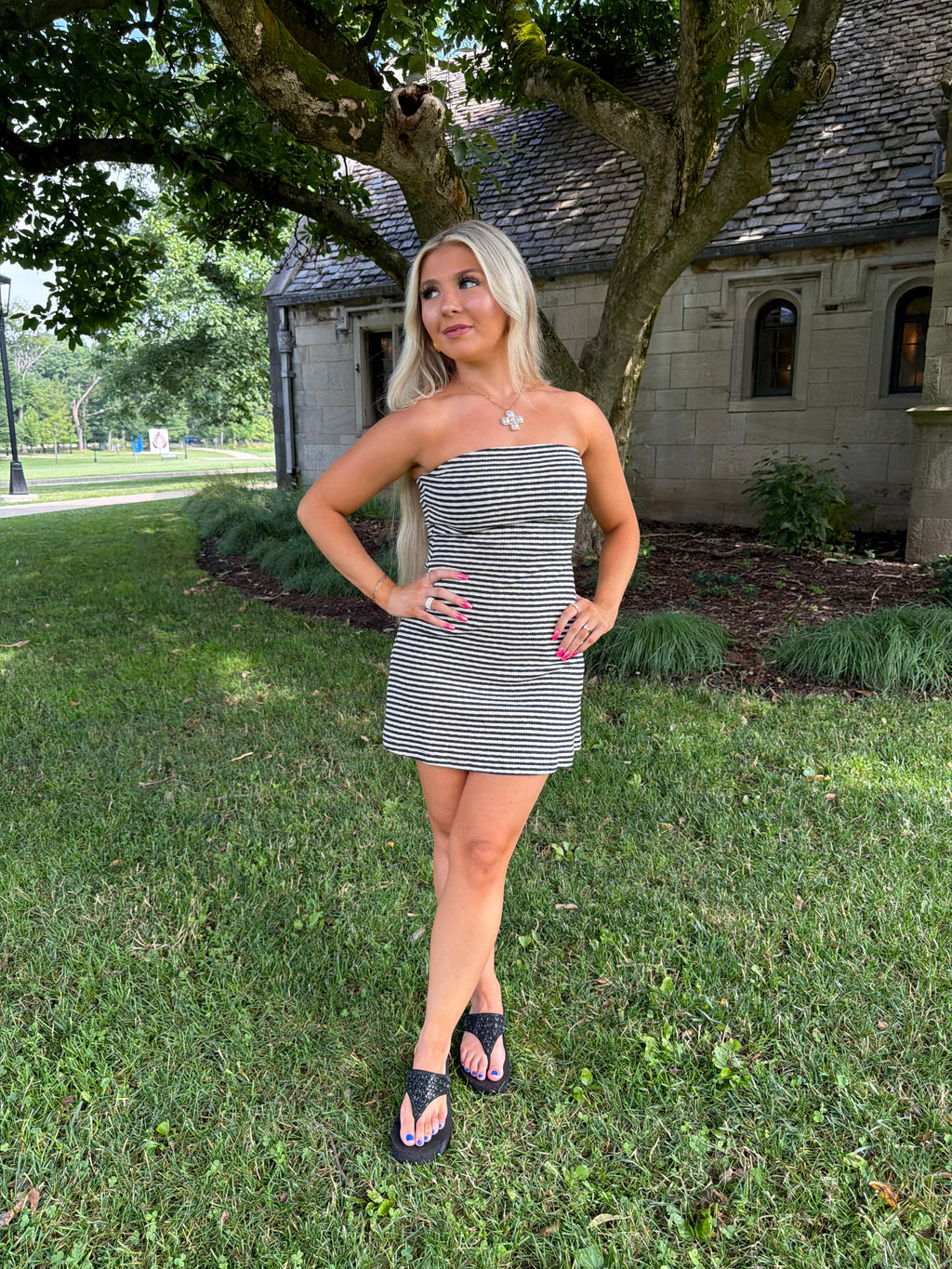 Time For Brunch Striped Dress
