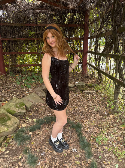 Kissing U Sequin Black Dress