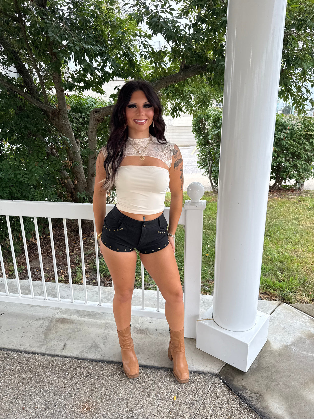 Bold Black Leather Shorts
