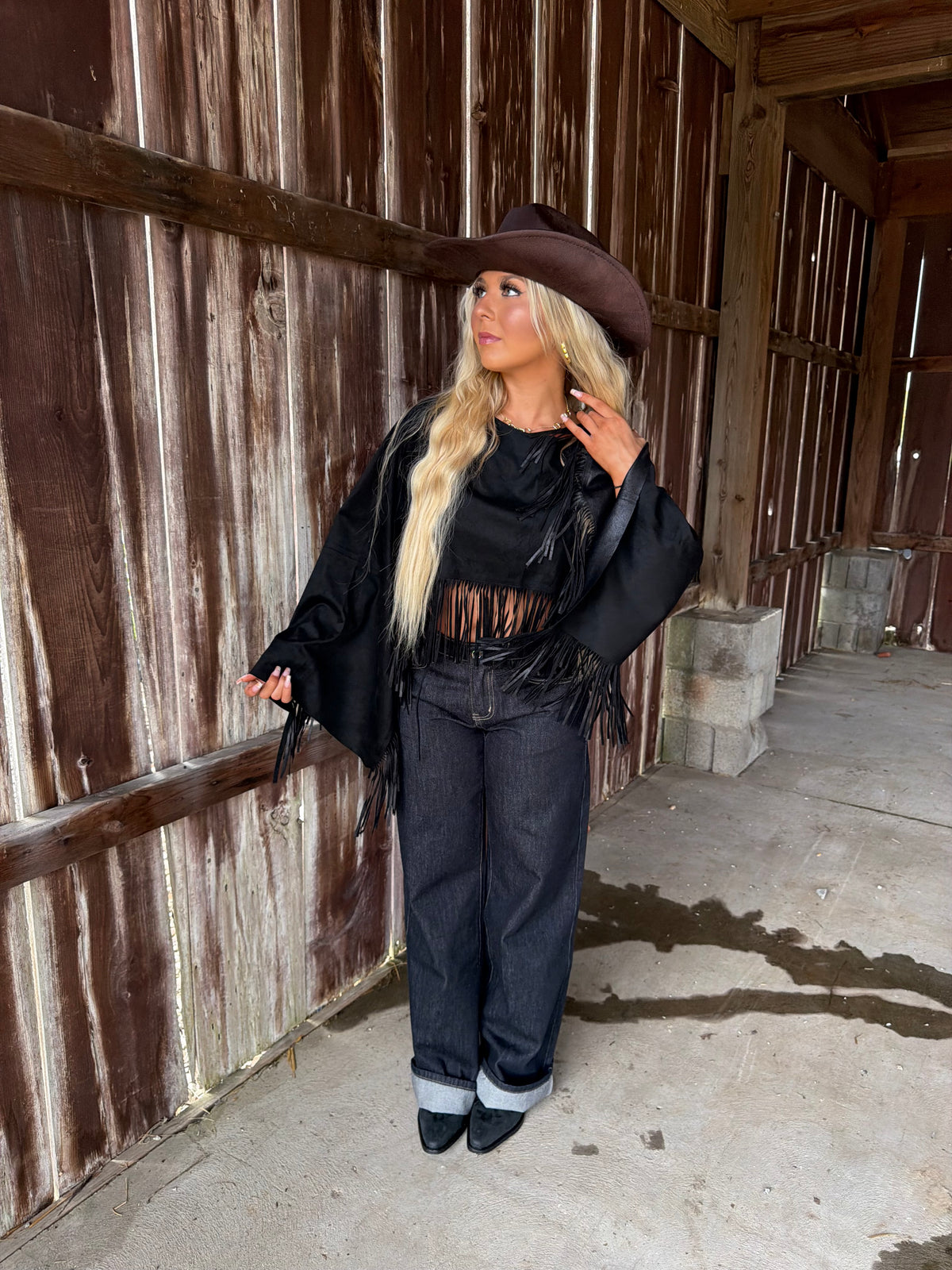 The Stallion Fringe Top in Black