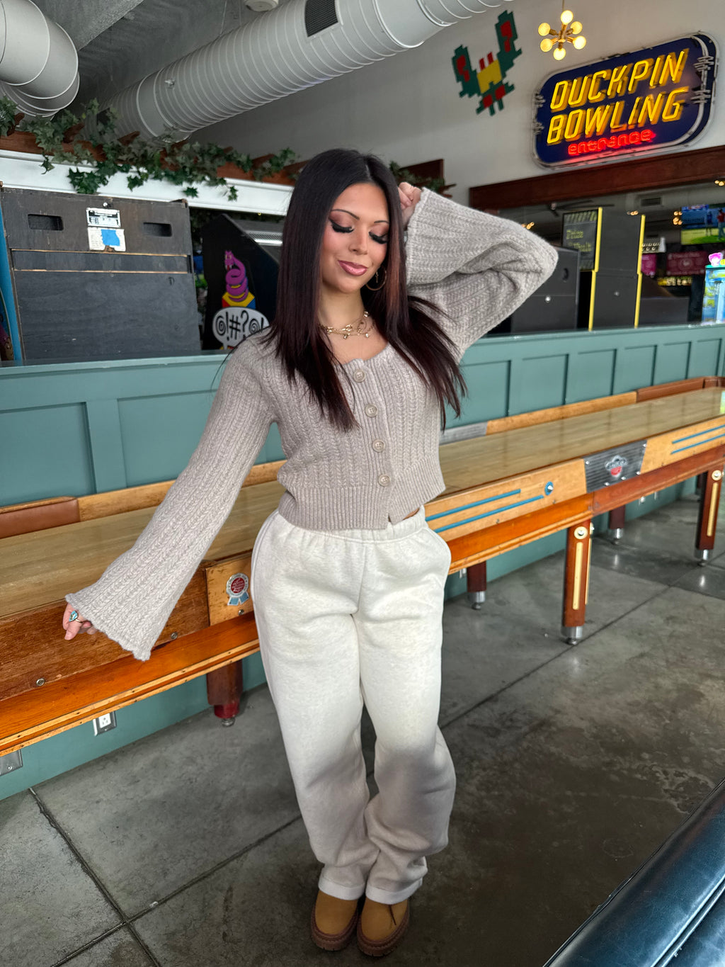 So Fetch Wide Leg Sweatpants in Oat