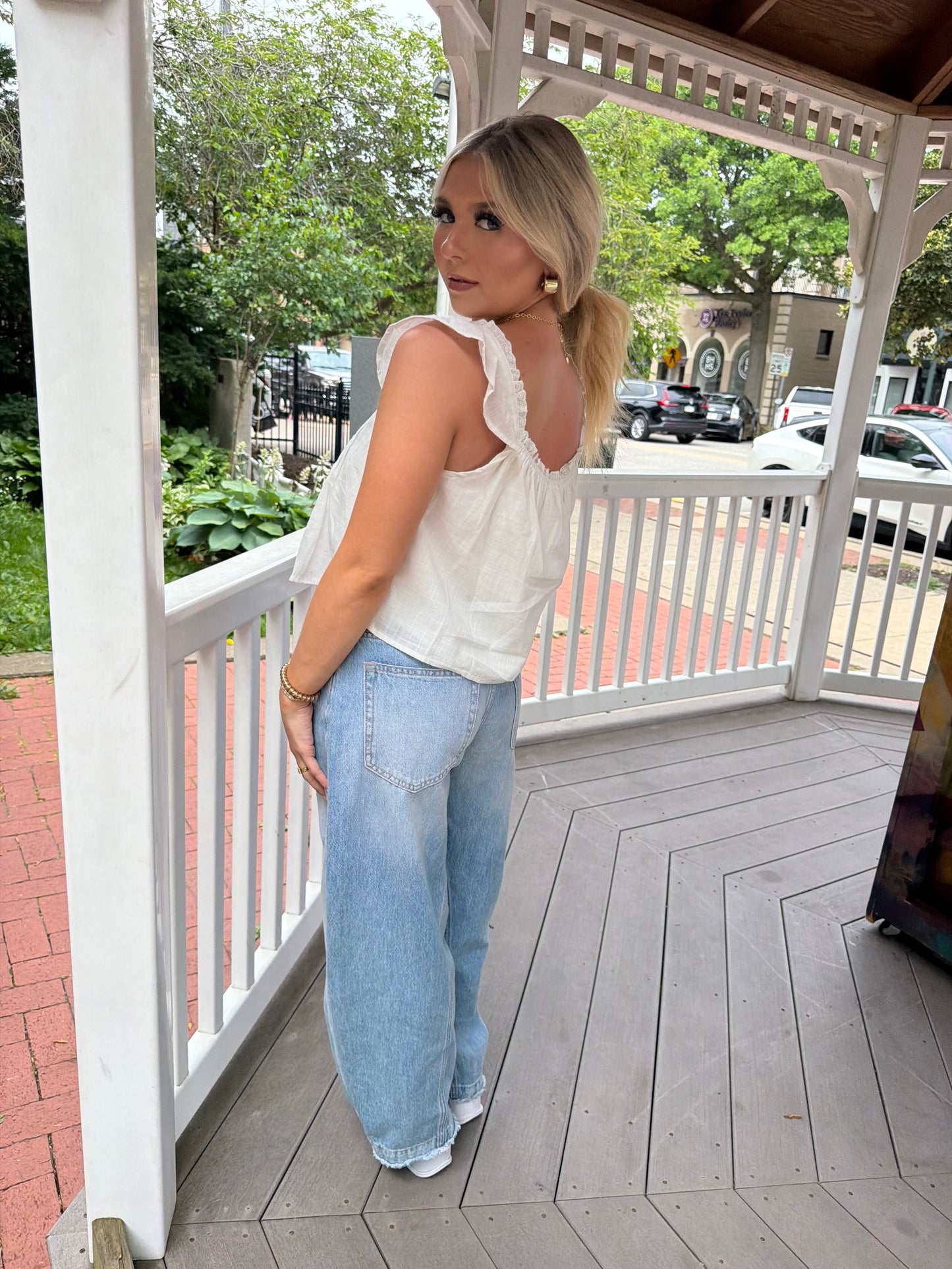 Malaysia Ruffle Tank in White