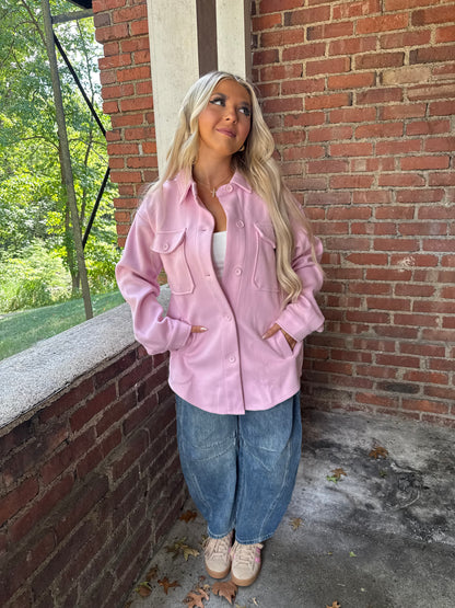 Shopping Addict Shacket in Blush