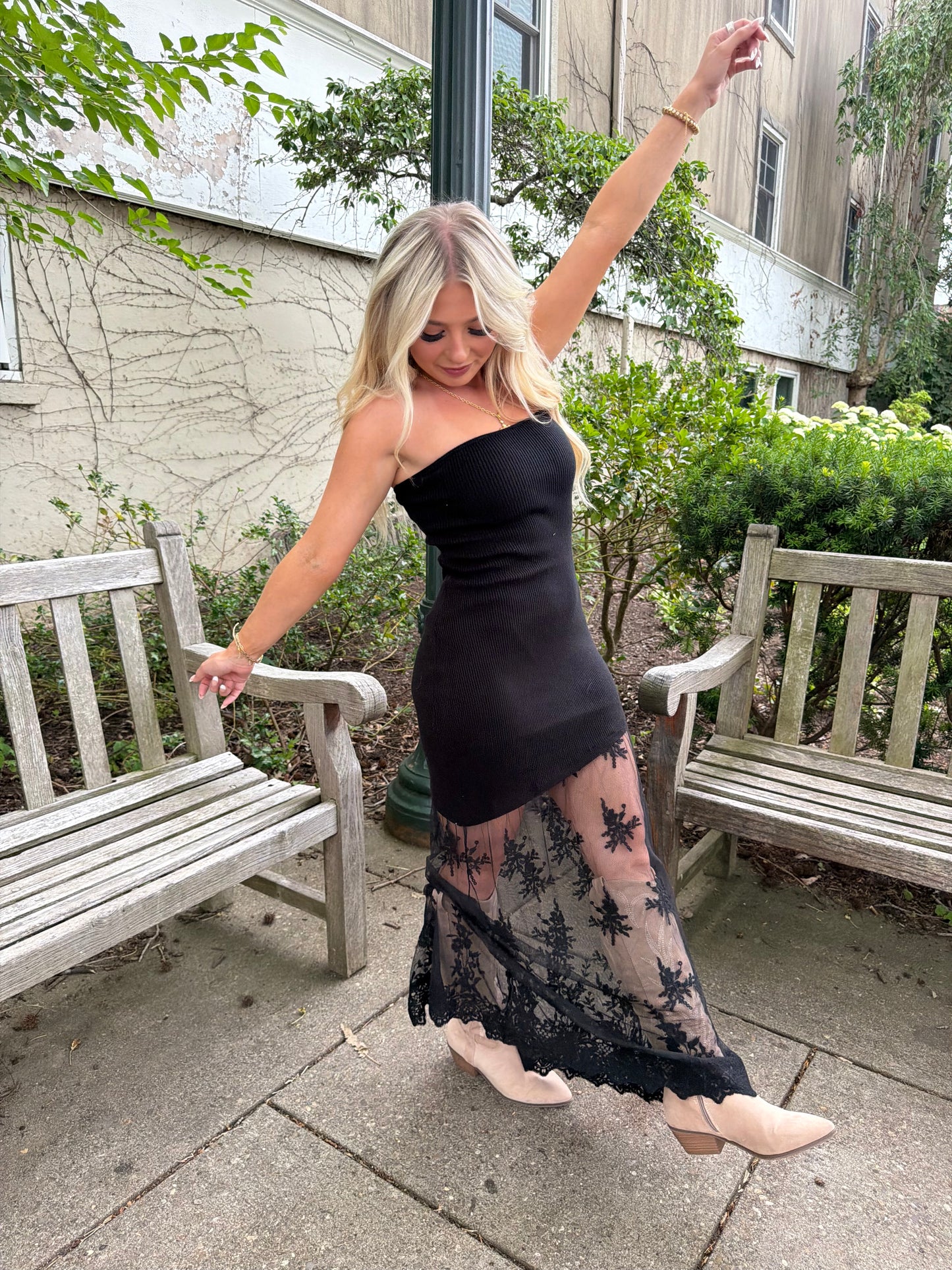 Mighty Oaks Black Lace Dress