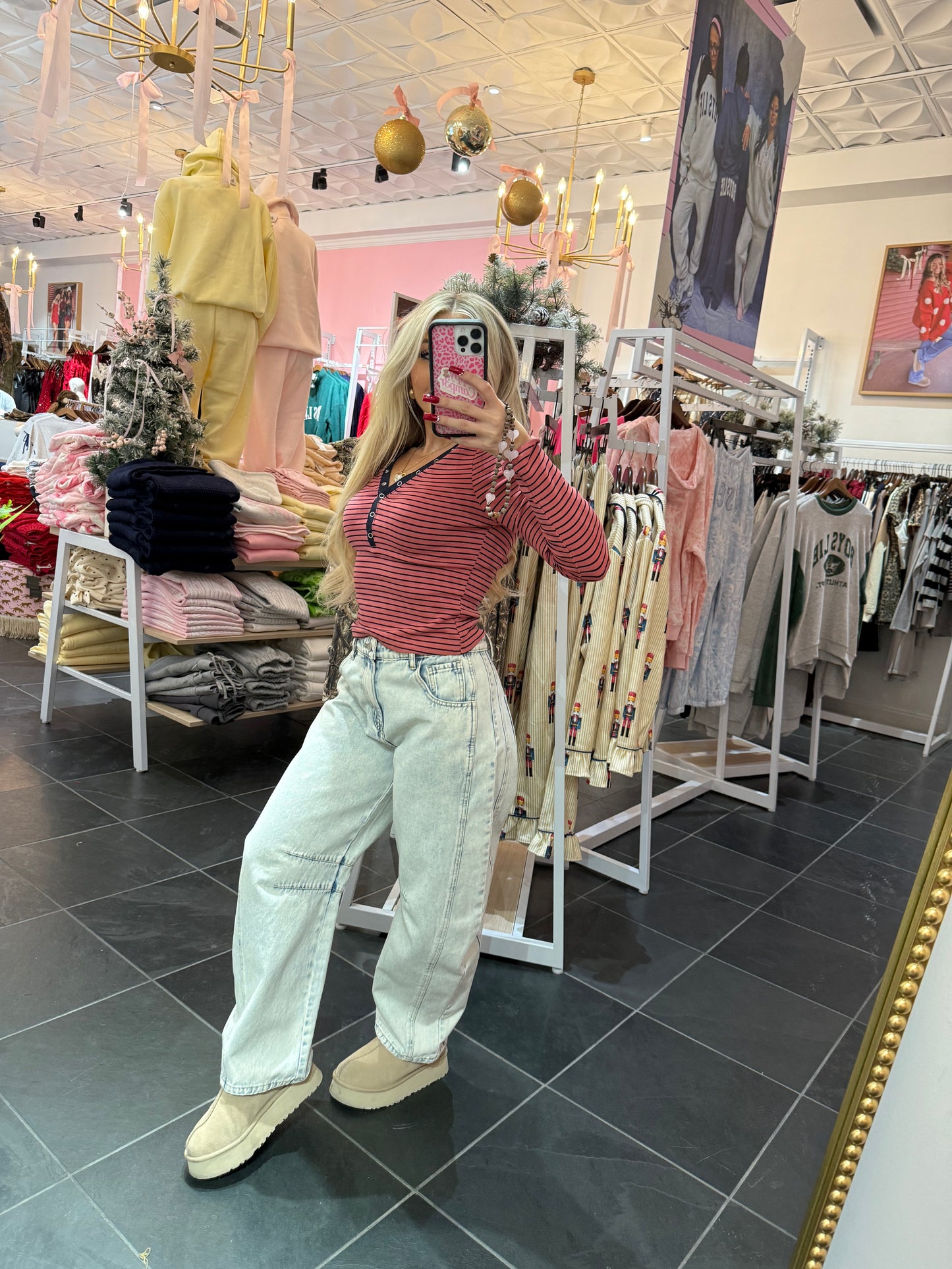 Study Break Striped L/S in Pink