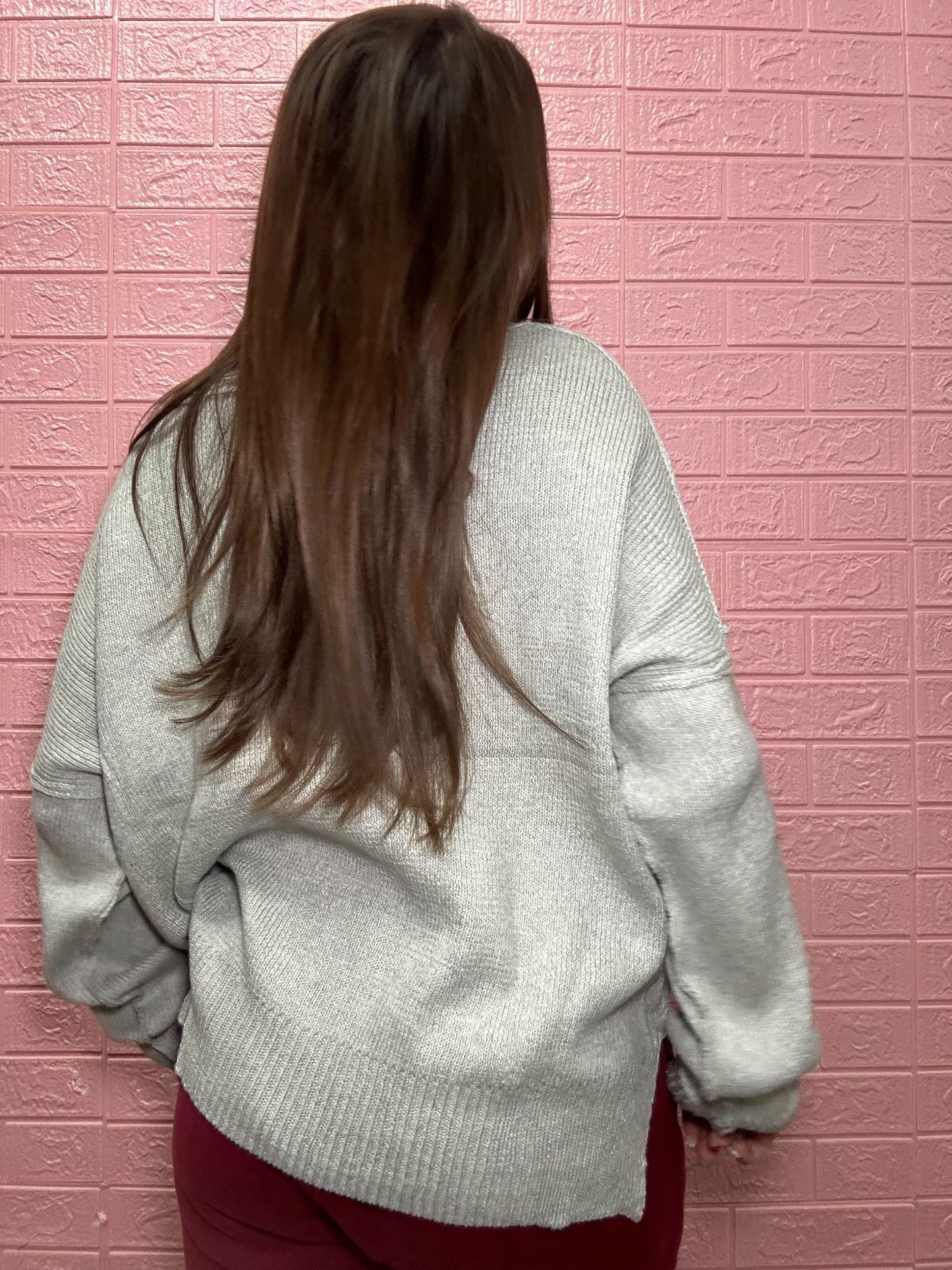 Flag Oversized Sweater in Grey