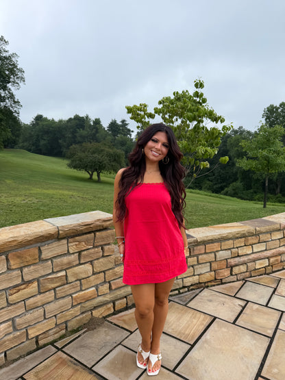Girly Pop Mini Dress in Red