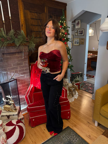 Burgundy Velvet Corset
