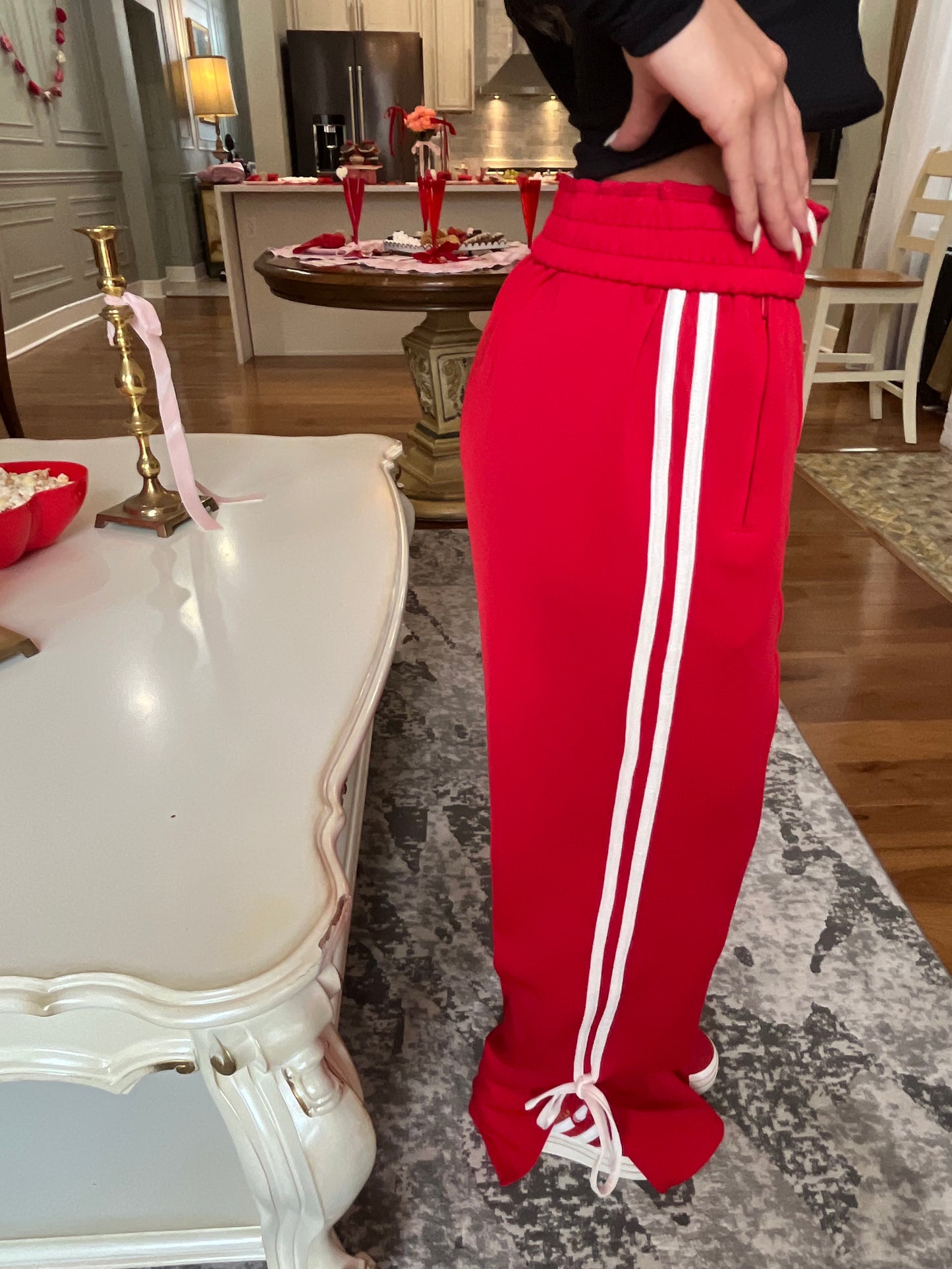 Bow Doll Track Pant in Red