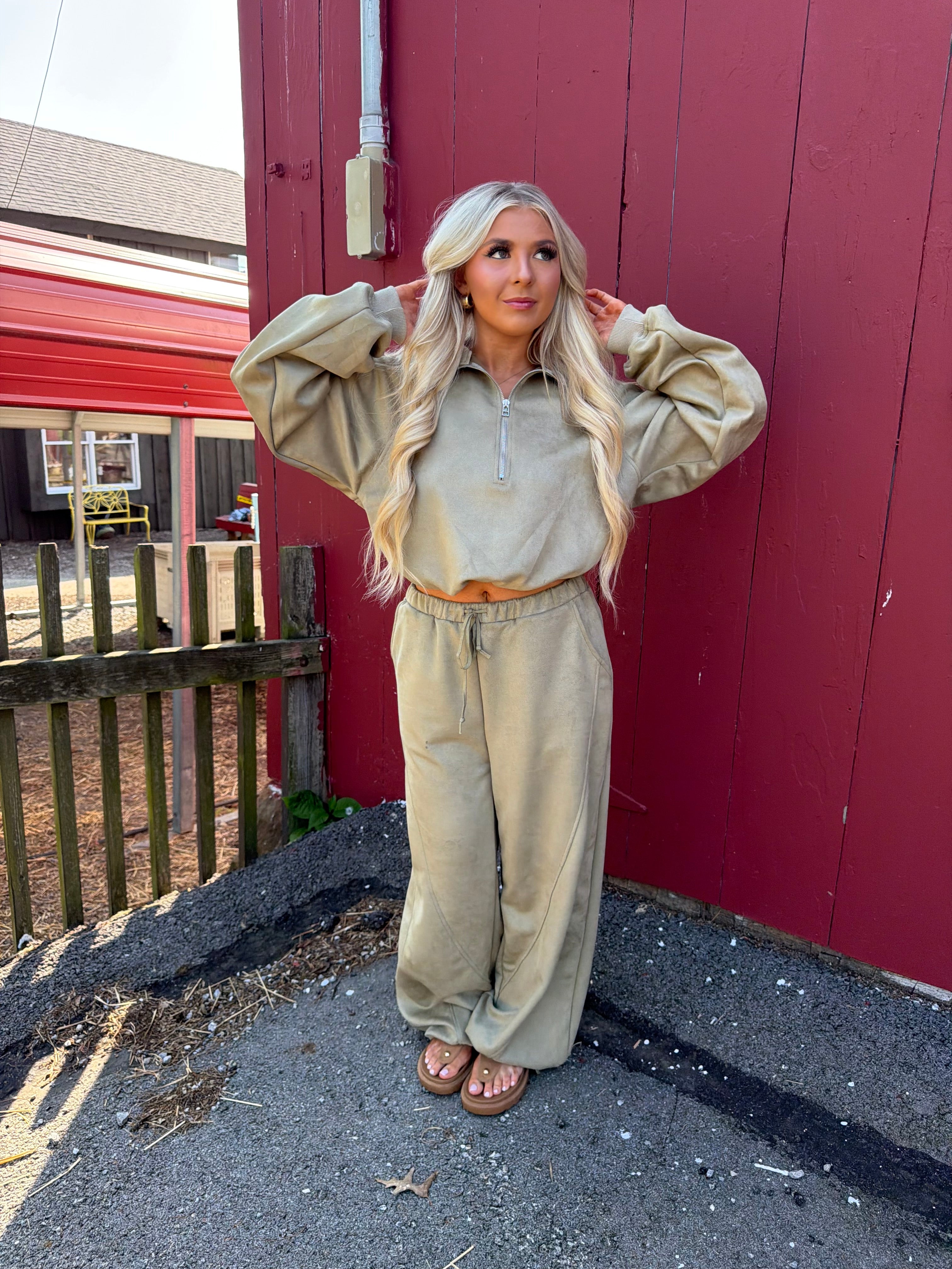 Sugar Suede Set (PANT) Olive