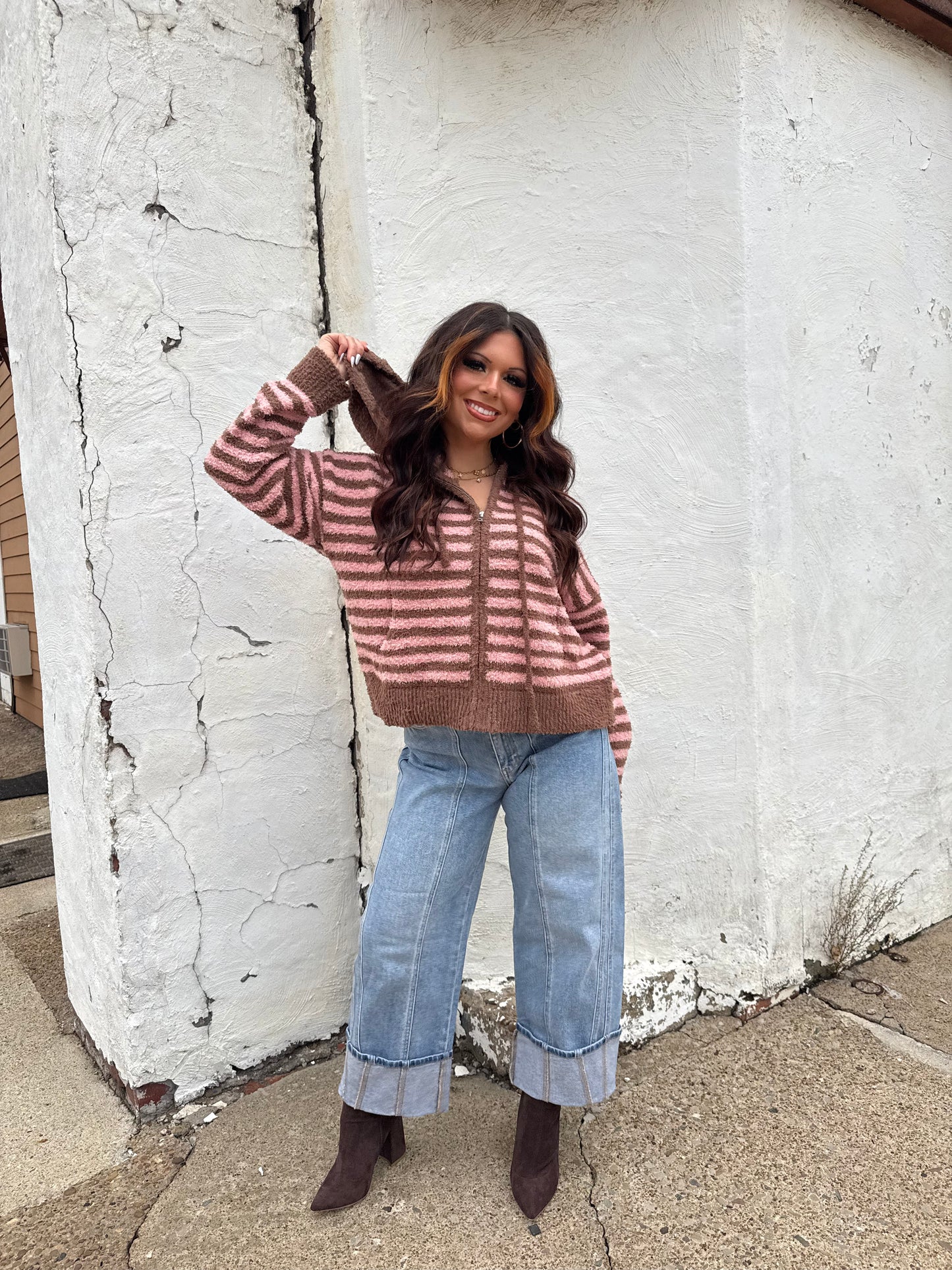 The COZIEST Zip-Up in Brown