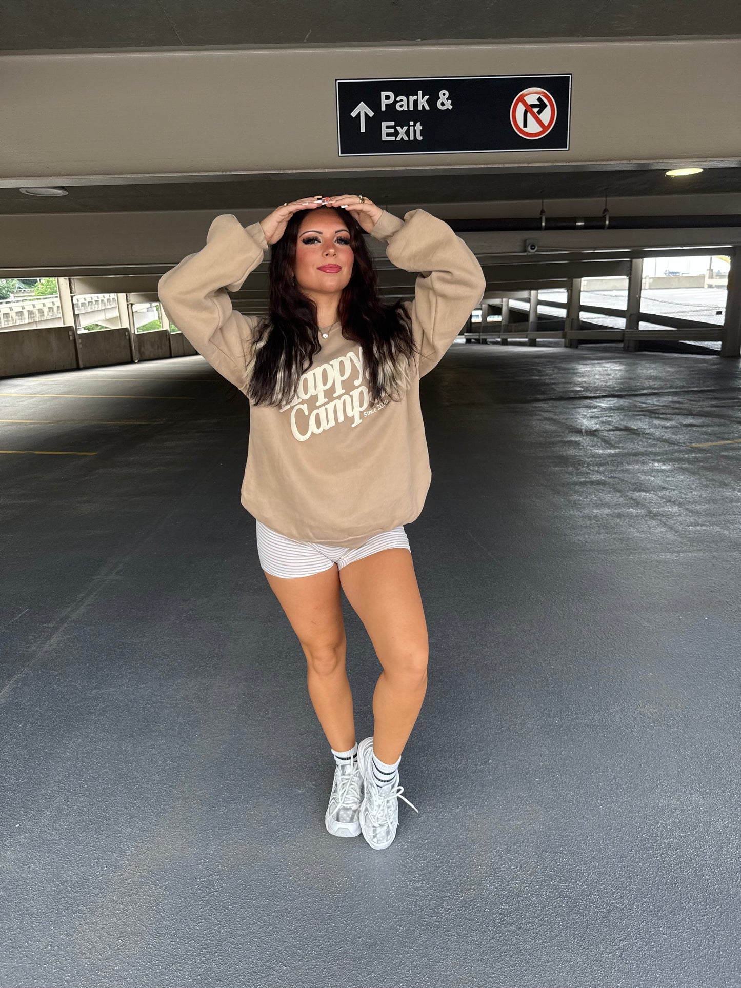 Happy Camp3r Oatmeal Crewneck