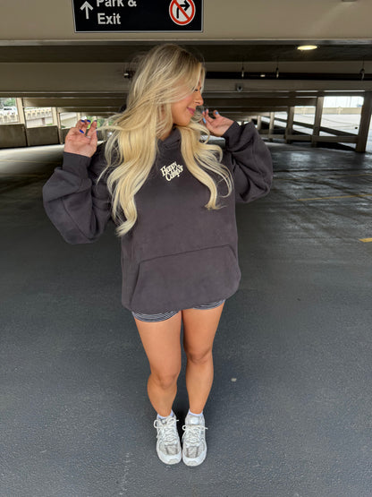 Happy Camp3r Charcoal Puff Hoodie