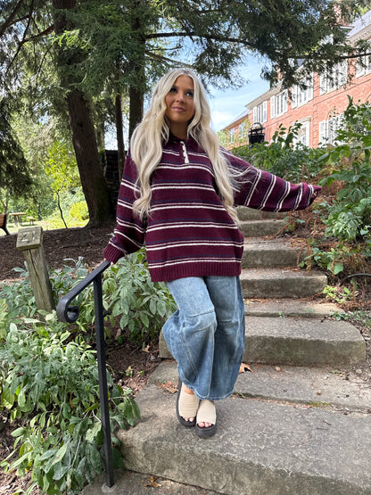 Copper Collar Sweater in Wine