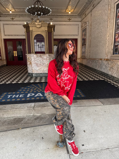 Red Rodeos Trim Sweater