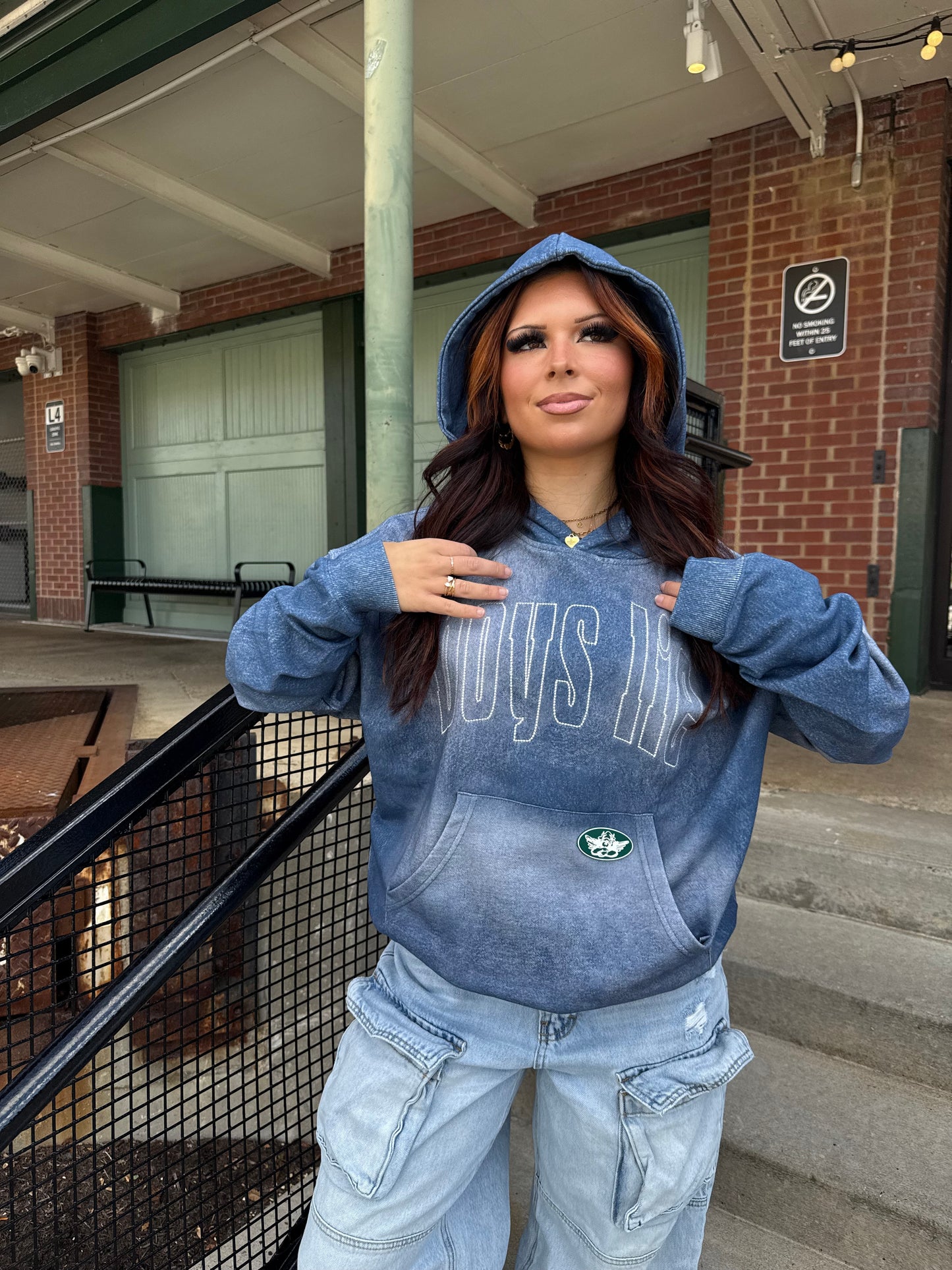 Boys Lie Done Denim Racer Hoodie