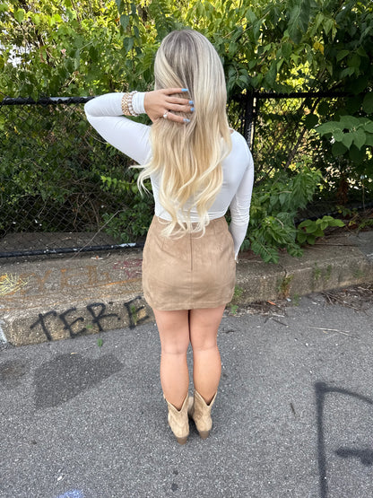 Severe Suede Skirt in Tan